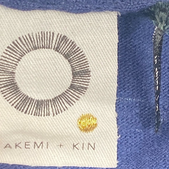 Anthropologie AKEMI + KIN Linen Blend Blue Print Top - Picture 8 of 10